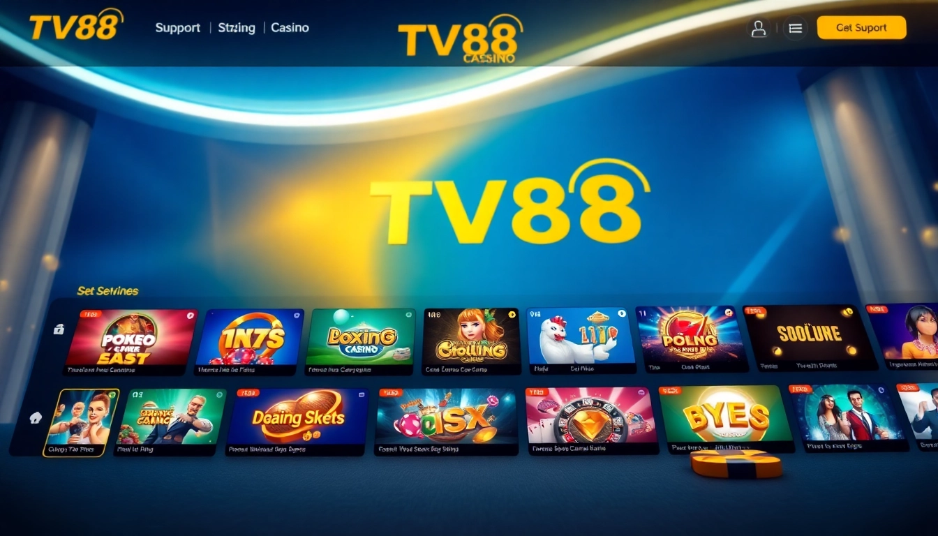 Experience the secure and user-friendly TV88 online casino homepage with vibrant game selections.