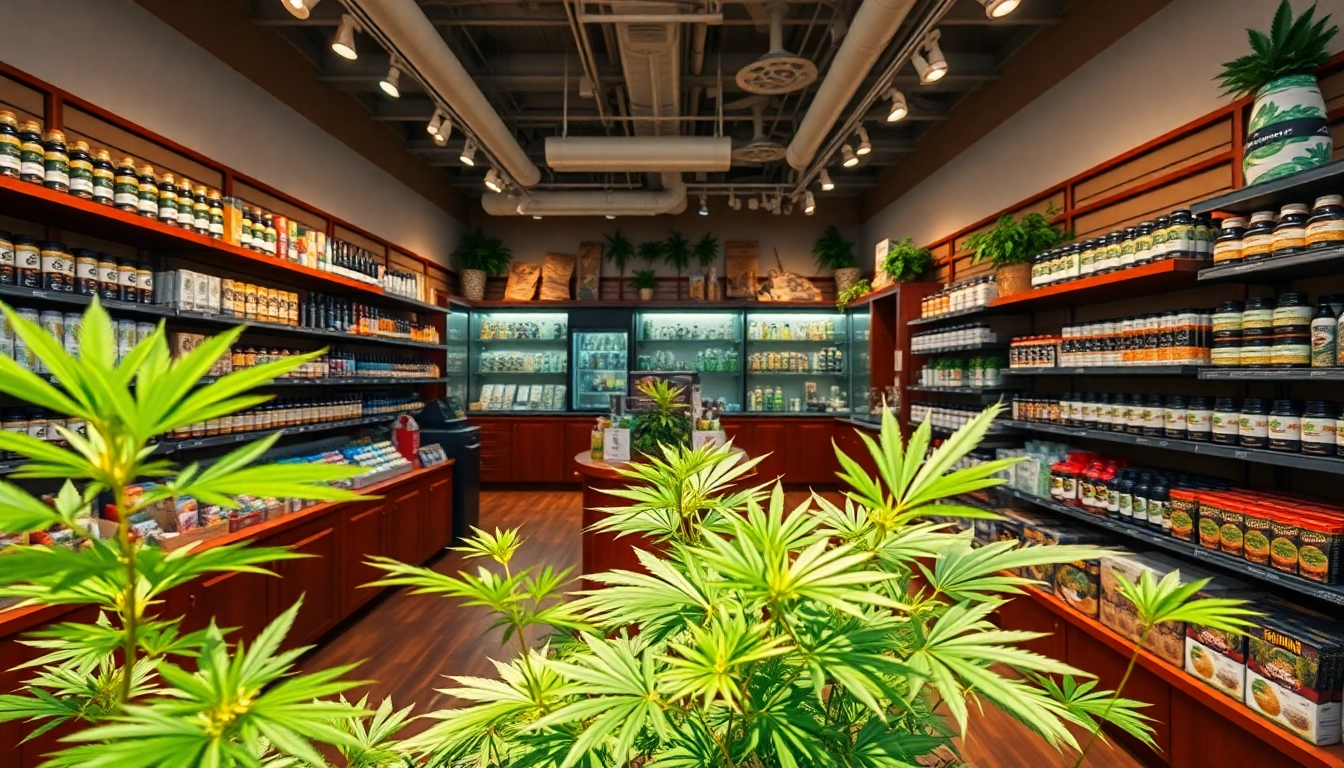 Browse quality products at a well-designed Weed Store with vibrant displays and friendly ambiance.