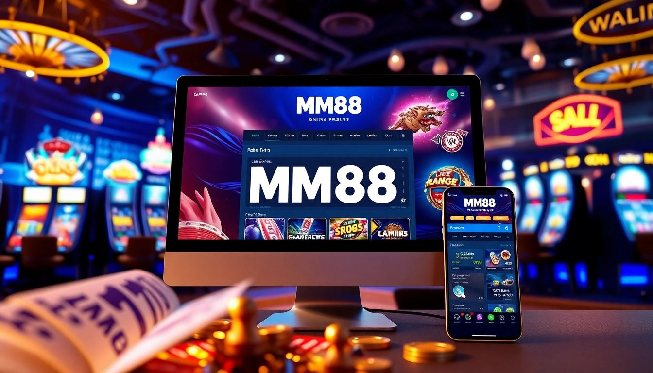 MM88's modern online gaming experience with vibrant elements in a sleek interface.