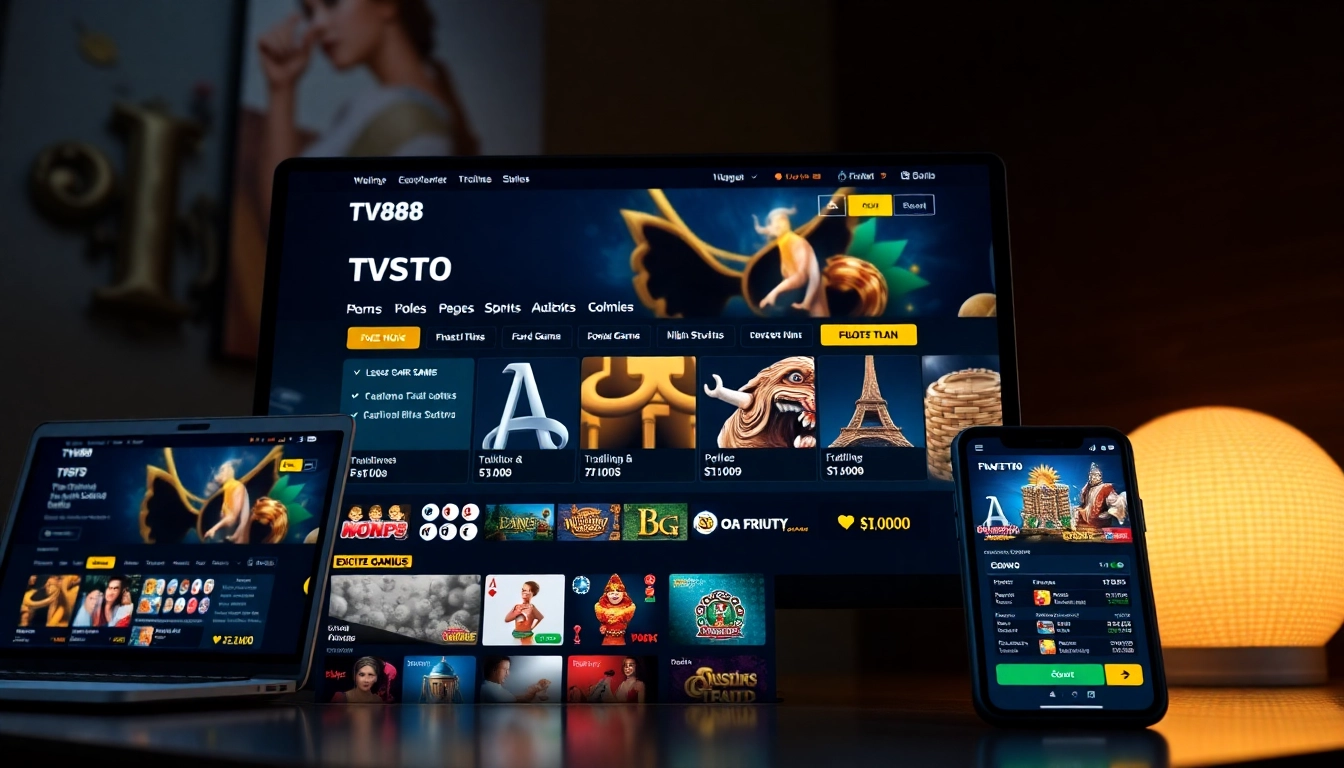 TV88 online gambling platform interface showcasing user-friendly design and game variety for 2025.