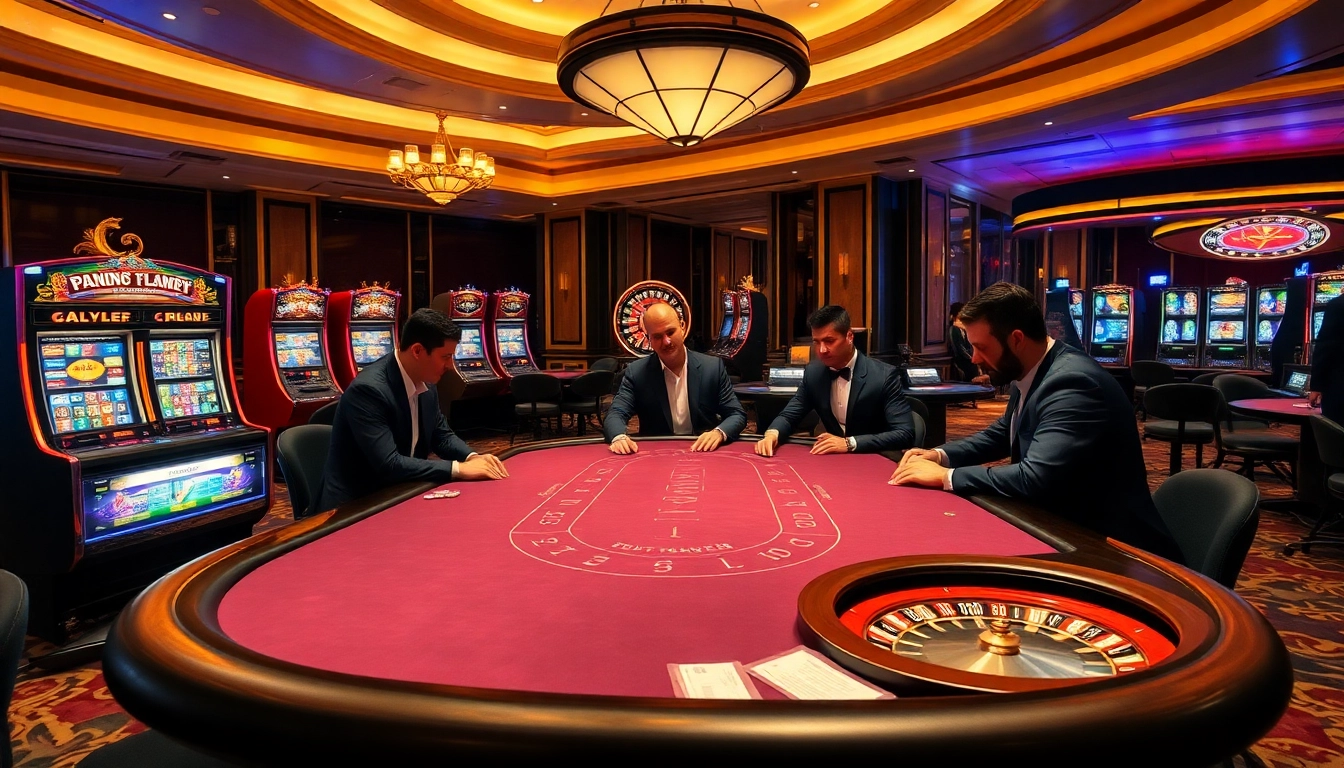 Experience thrilling gameplay at the 79king casino with a vibrant poker table and exciting slot machines.