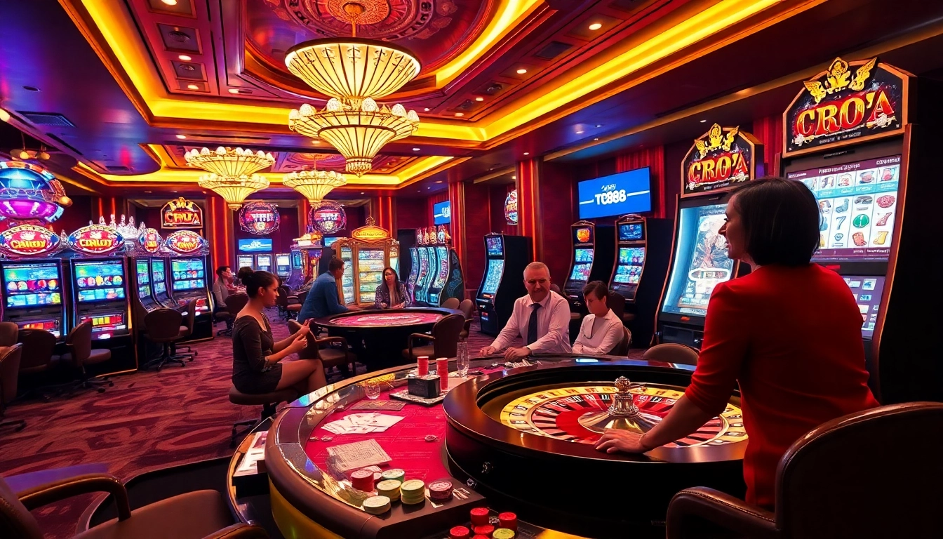 Celebrating a jackpot win at TG88's vibrant casino with slot machines and roulette.