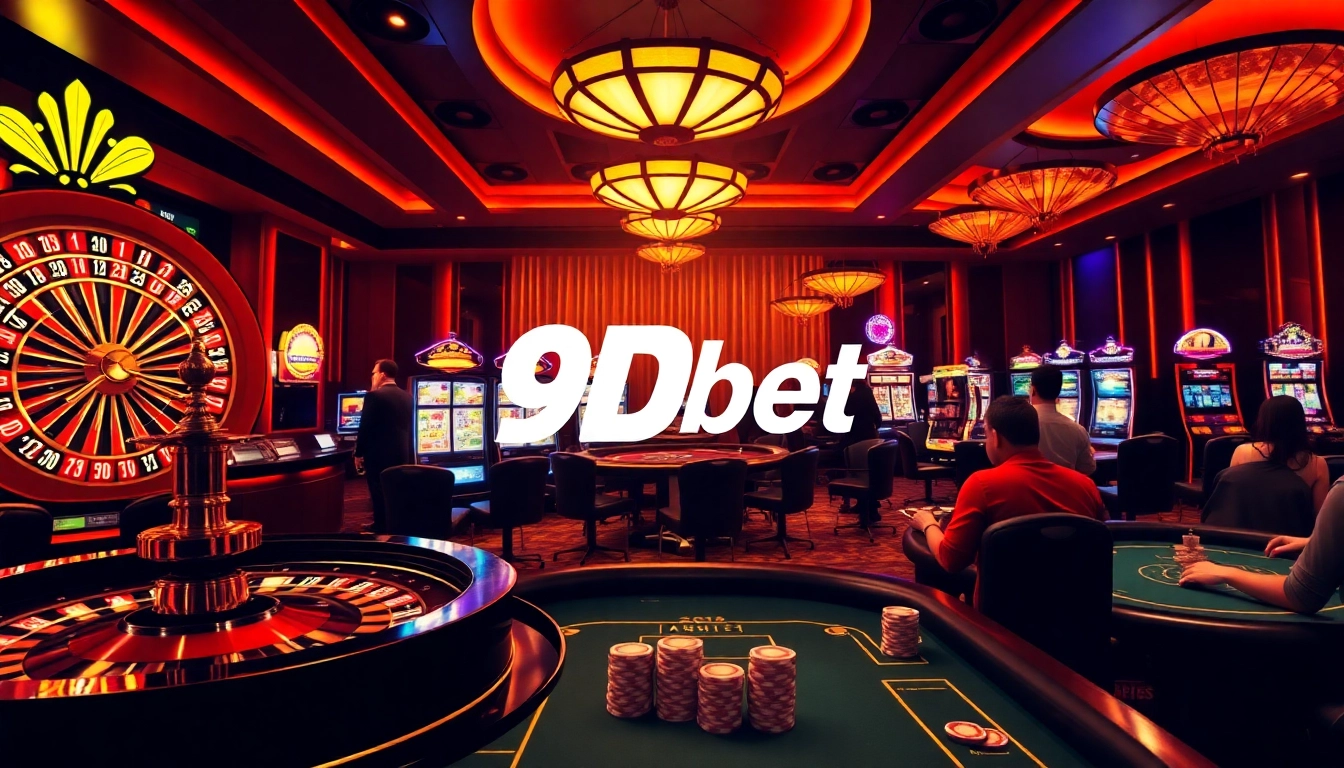 Engaged players enjoy excitement at the casino with 9Dbet themed gaming tables.