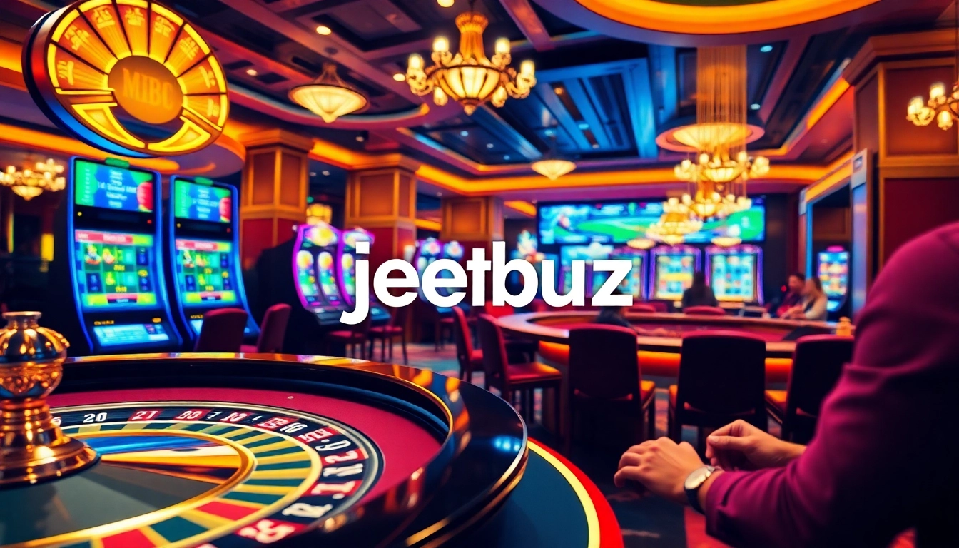 Exciting gaming experience with jeetbuzz, showcasing vibrant casino tables and engaging players.
