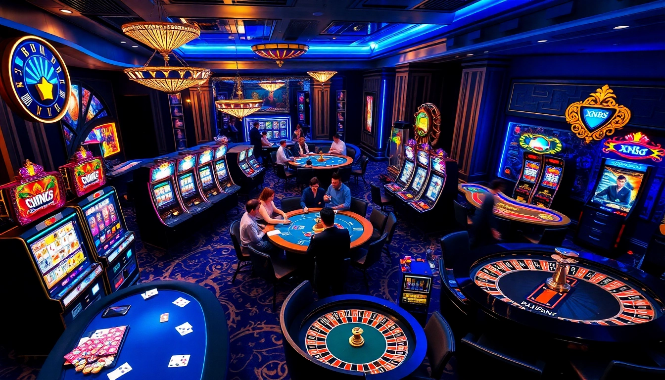 Experience thrilling gameplay at XN88 with vibrant casino tables and slot machines.