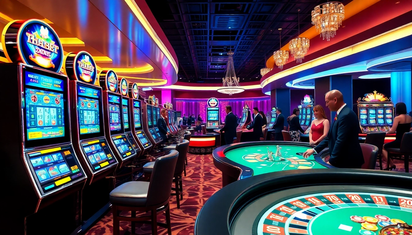 THABET casino scene showcasing vibrant games and engaging players for a thrilling experience