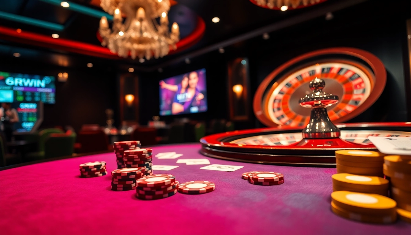 Experience the thrill of gambling at 6RWIN with vibrant casino tables and exciting betting opportunities.