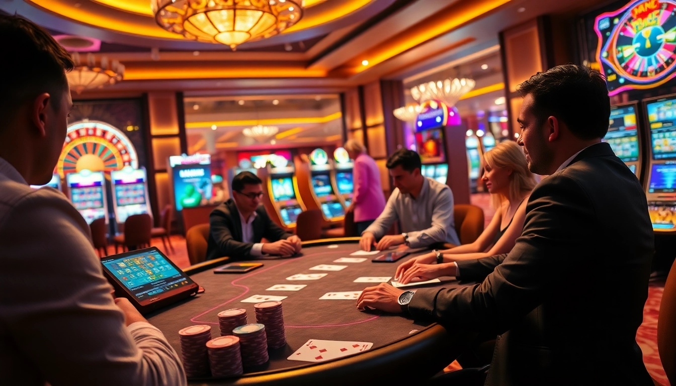 Engaging players at a casino table on rr88 com showcase excitement and strategic bets.