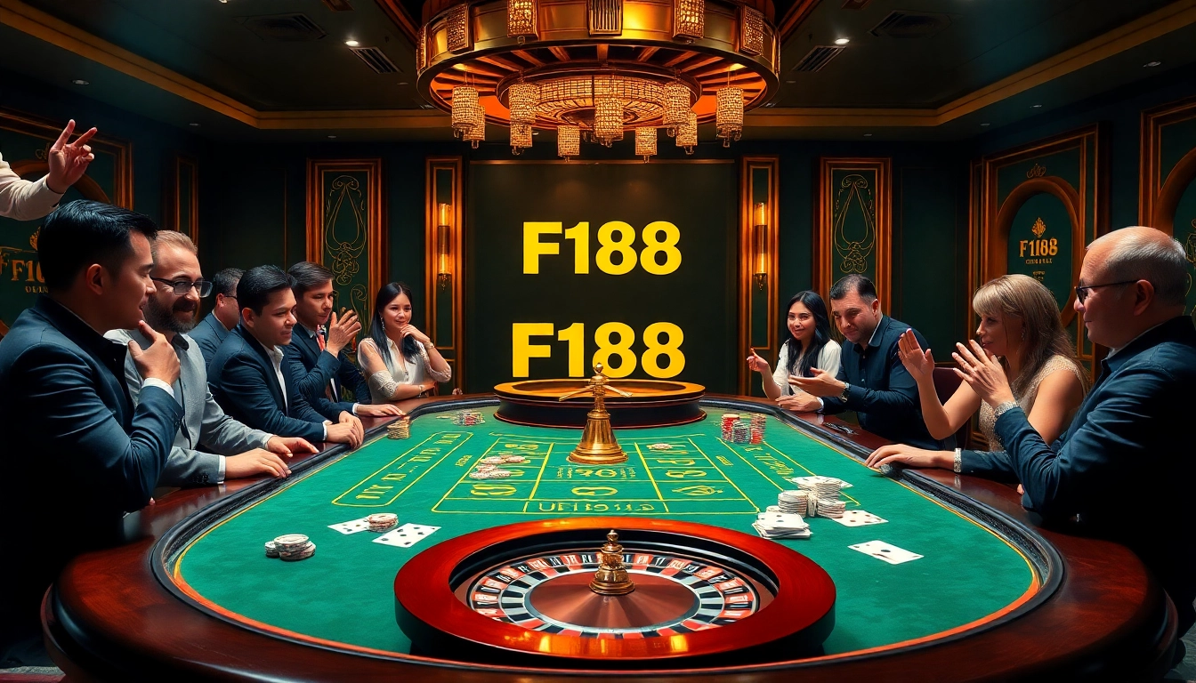 Players are placing bets at a luxurious F168 casino table, showcasing excitement and strategy in gambling.