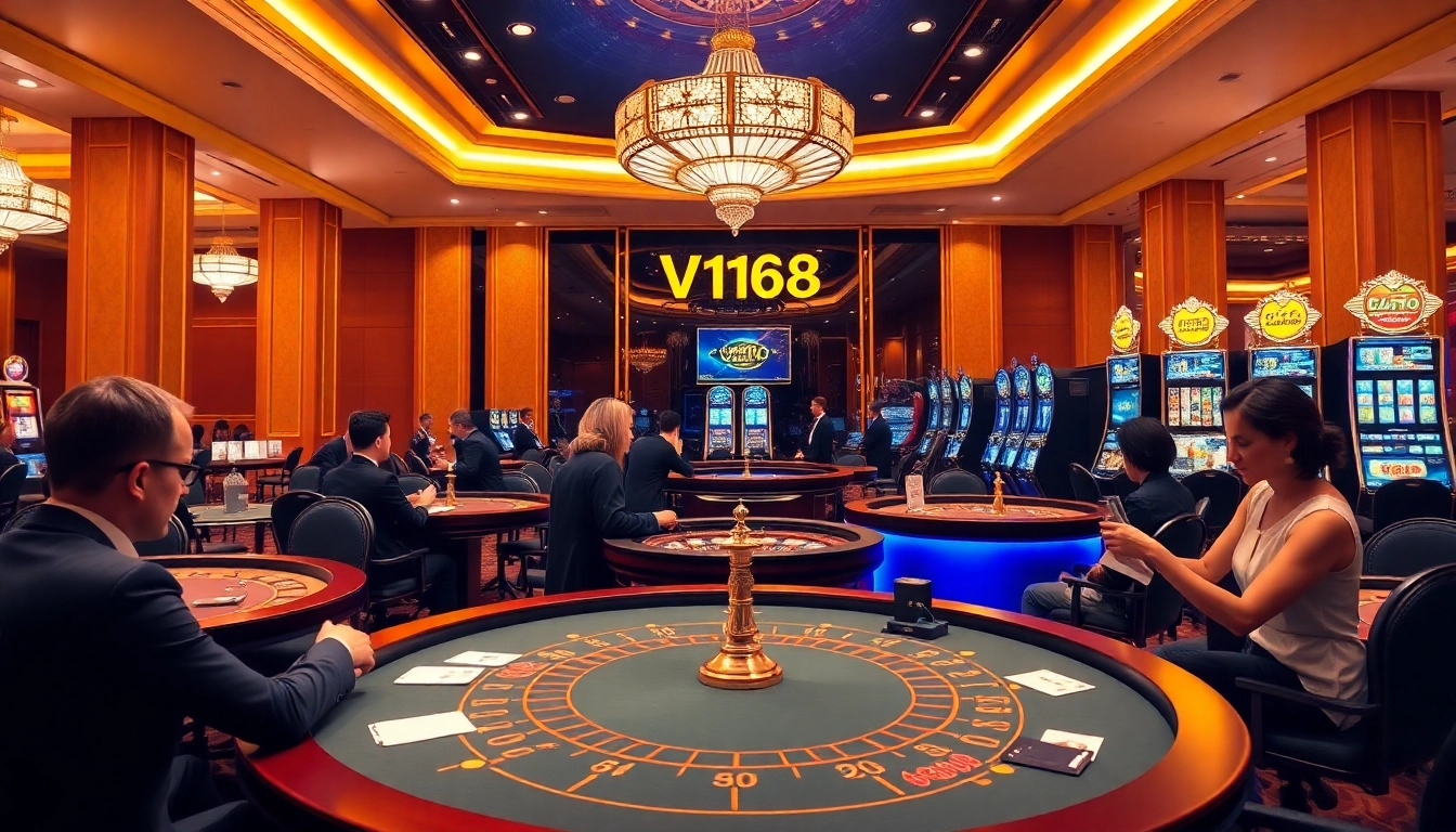 Experience excitement at VN168’s casino, with poker tables and vibrant slot machines.