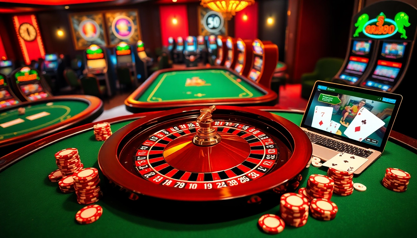 Experience the thrill of RR88 with vibrant casino tables and high-stakes gameplay elements.