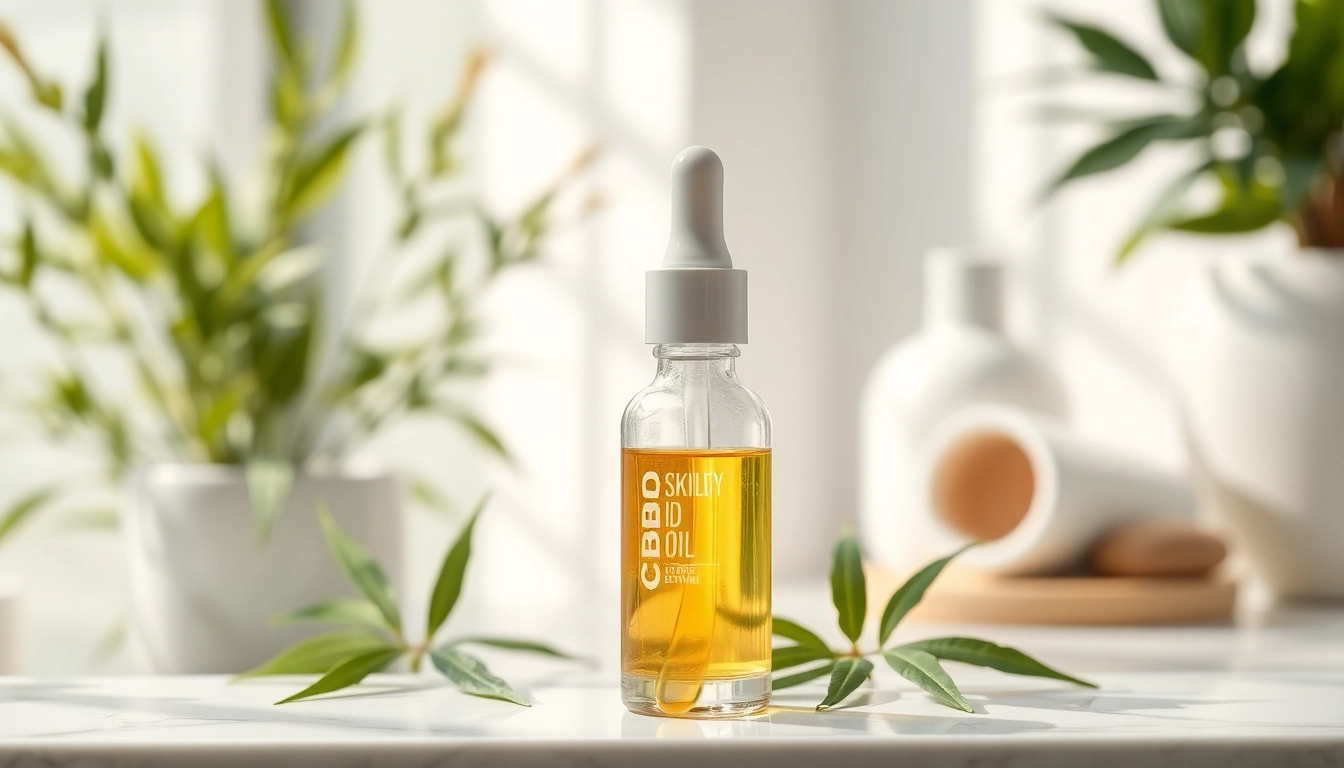 Apply CBD oil for skin to improve hydration and reduce inflammation, showcased in a tranquil setting.