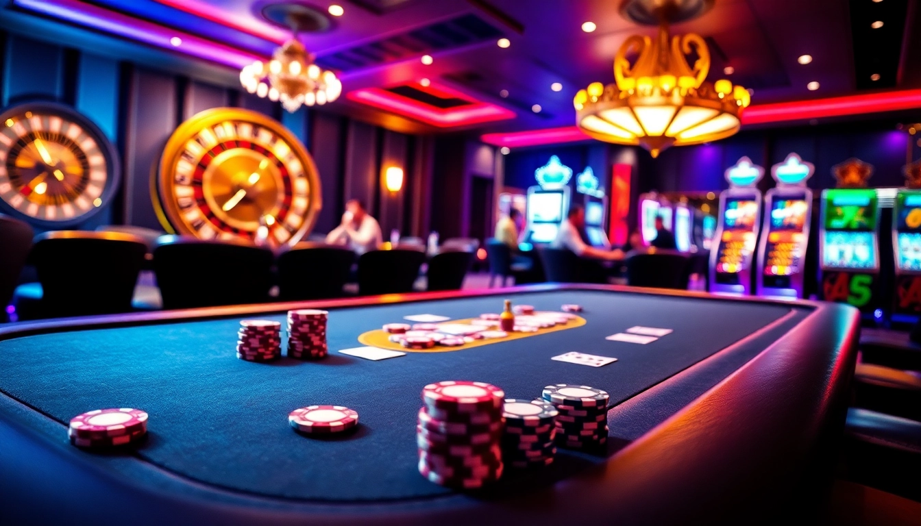 Exciting casino scene featuring SN888 gaming elements like poker chips and roulette wheel.