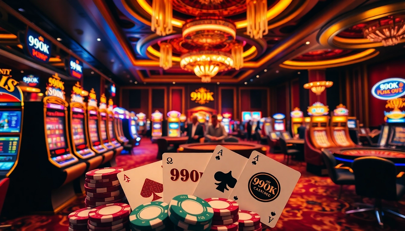 Experience the excitement at 99OK with vibrant gambling scenes filled with players and winnings.