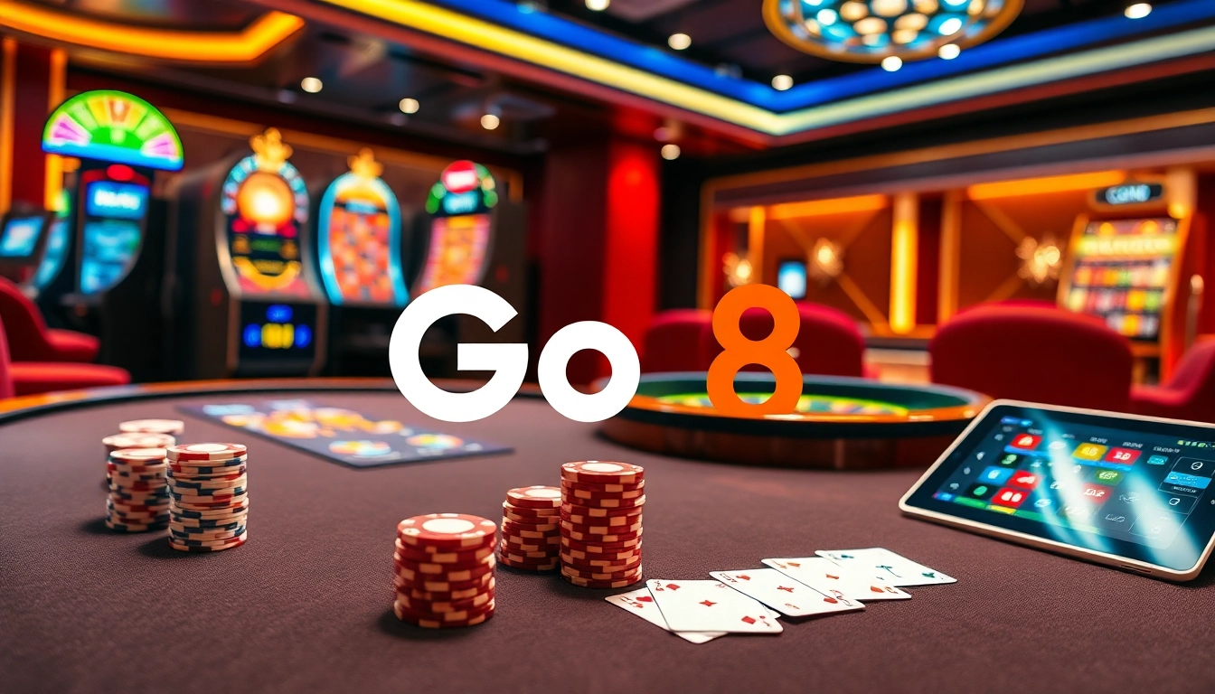 Go8 players engaging in an exciting poker game at a luxurious casino table.
