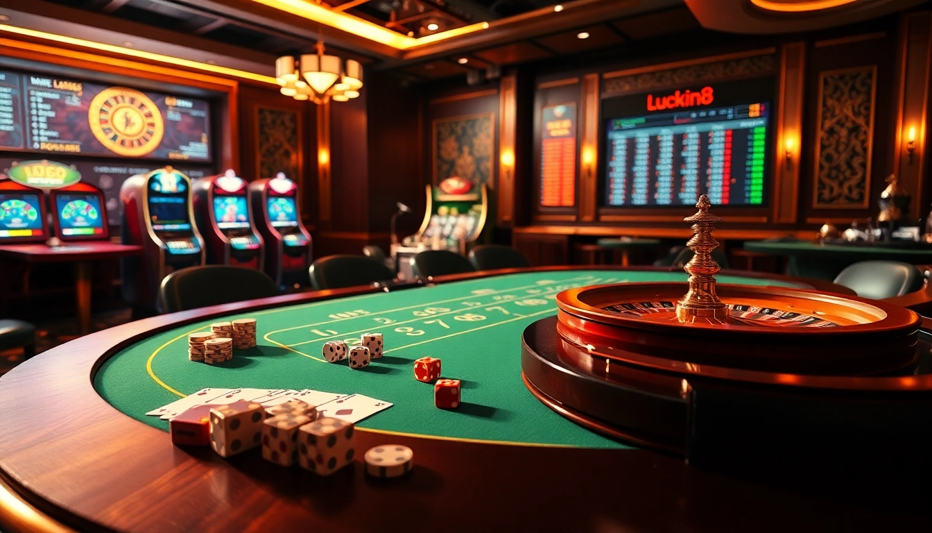 Experience the thrill of gaming at trang chủ luck8 with a luxurious casino setting and dynamic betting activities.