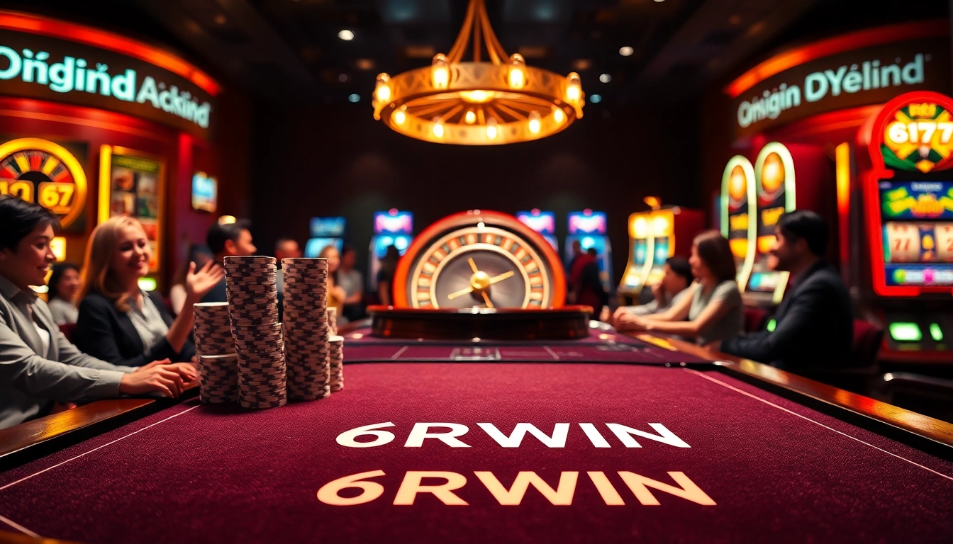 Players enjoying a thrilling experience at the 6RWIN casino table with vibrant gaming elements.