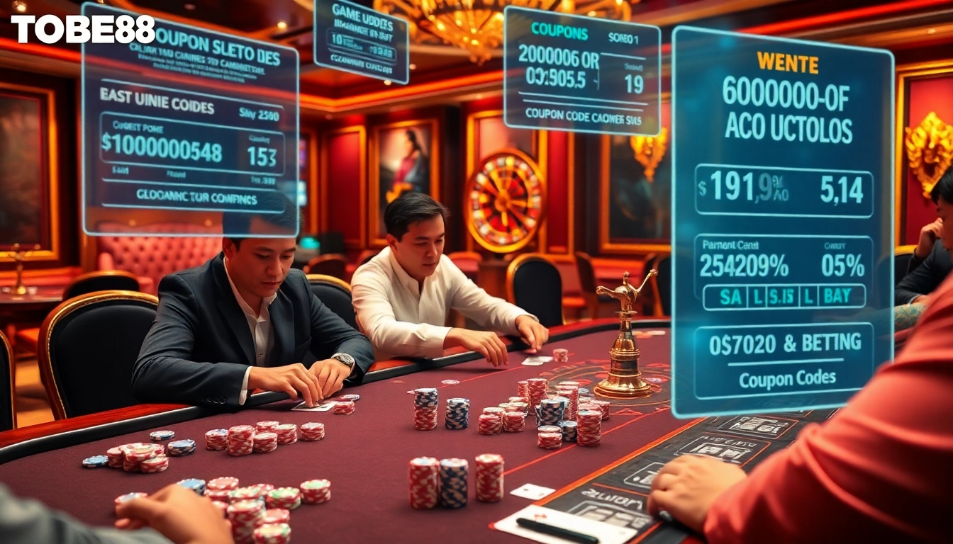 Tobet88 poker game scene with players and colorful chips at an exciting casino table