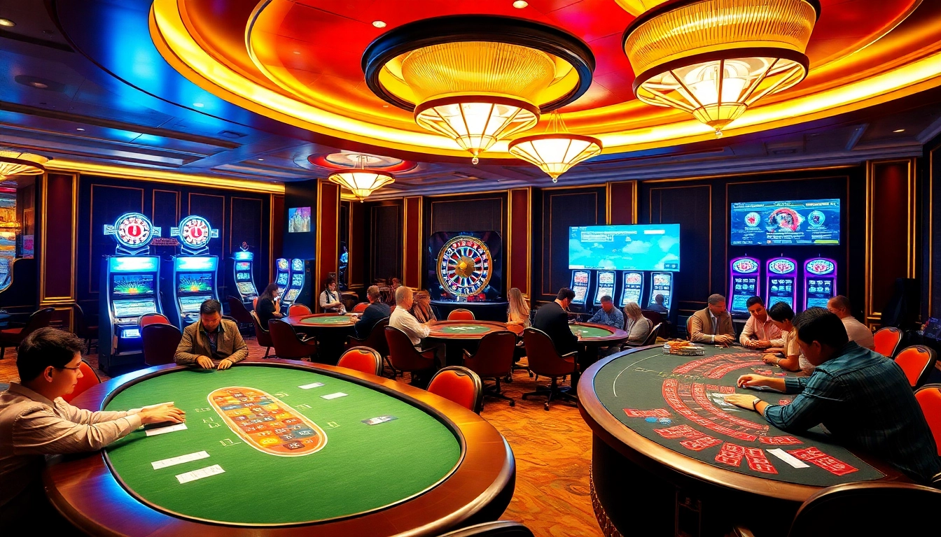Experience sbobet gaming excitement with players at upscale casino tables and dynamic betting action.