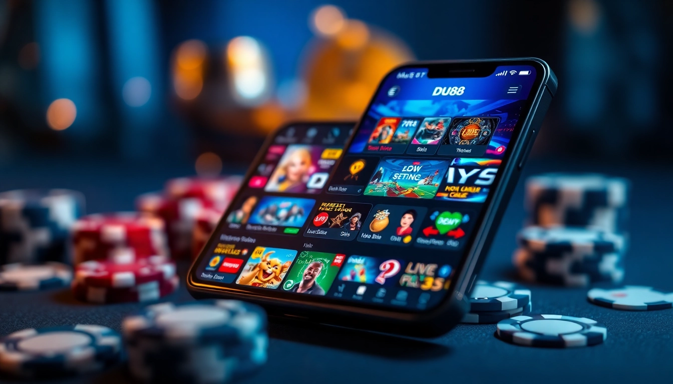 Engaging DU88 gambling app interface showcasing vibrant games and user-friendly design.