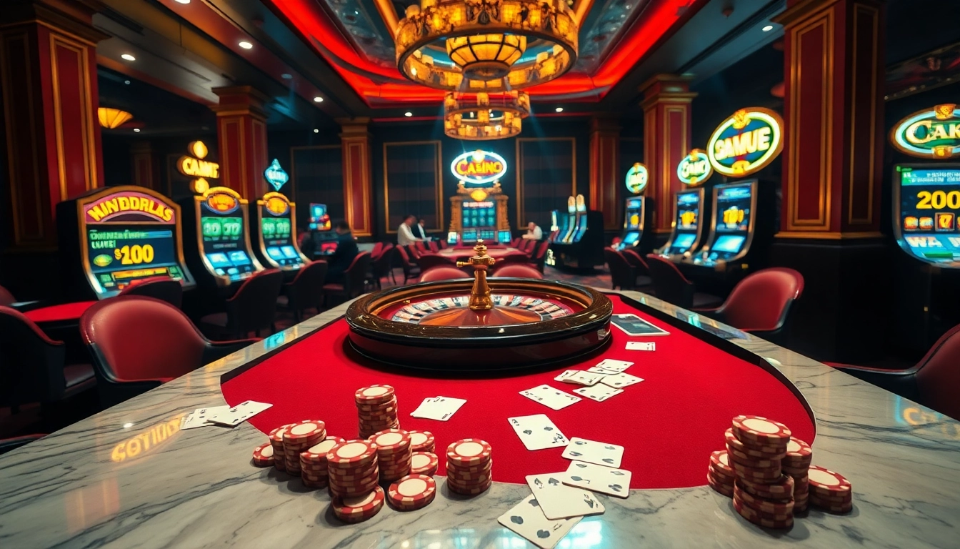 Experience thrilling gameplay with a luxurious casino atmosphere at https://lauthaitv3.com/, featuring sleek poker tables and vibrant slot machines.
