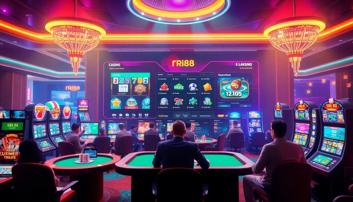 rr88 đăng nhập – Engaging players in a luxurious online casino atmosphere with vibrant gaming options.