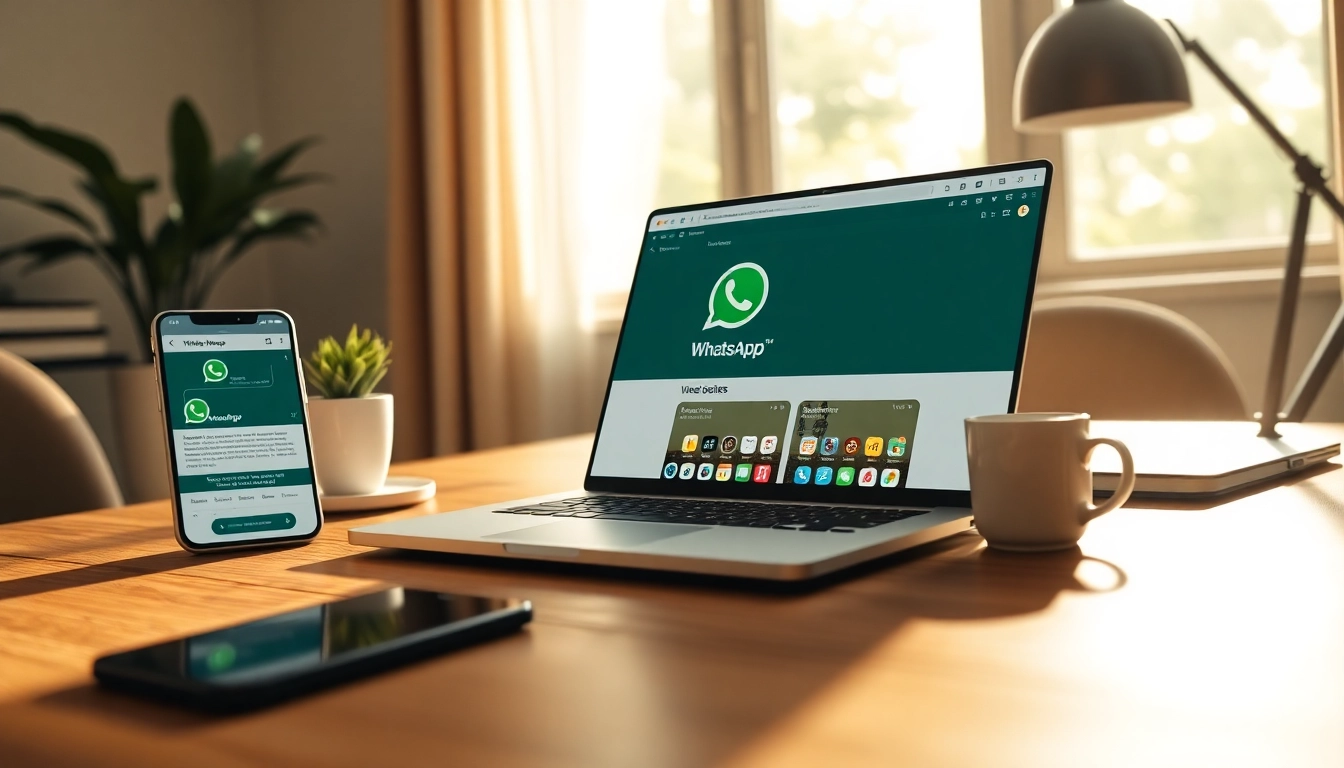 展示用于安全消息传递与视频通话的快连VPN的WhatsApp Web界面。