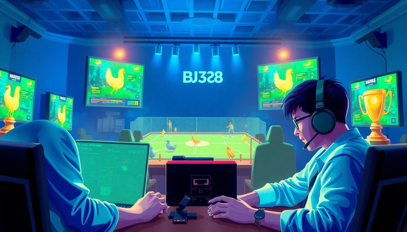 Experience the excitement of BJ38's online cockfighting platform with dynamic gaming visuals.