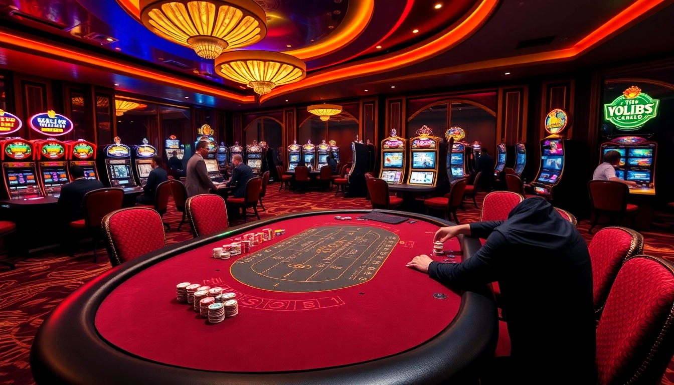 Nohu gambling scene with luxury casino table action, vibrant atmosphere, and engaged players.