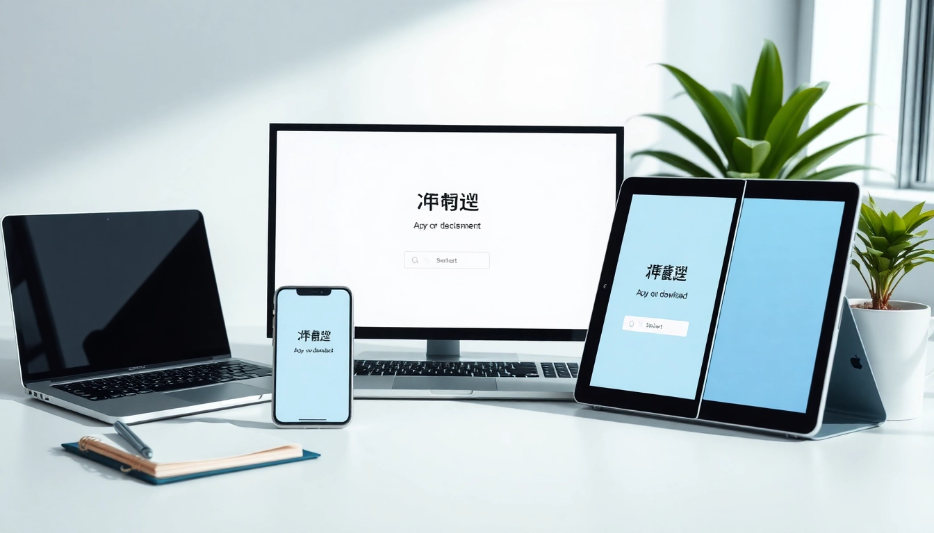 快连下载 on multiple devices in a modern workspace, demonstrating seamless connectivity.