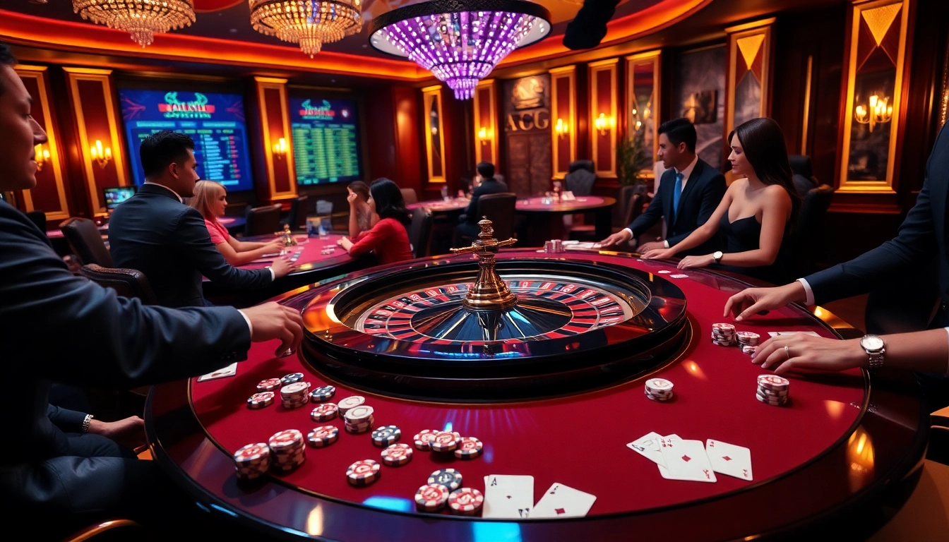 Experience the action with a Partner Visa agent in Australia at an upscale casino, featuring a roulette table.