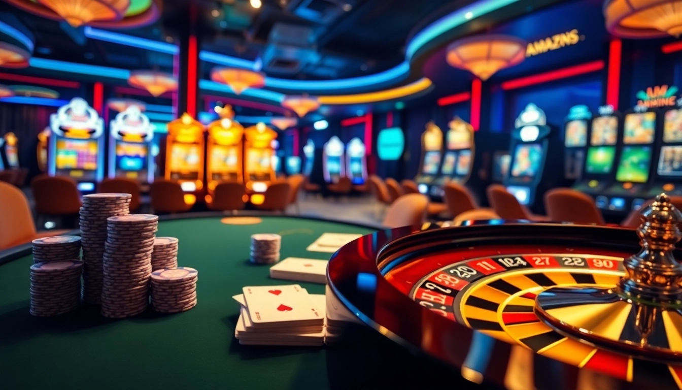Types of Amazon sellers illustrated in a glamorous casino setting with poker chips and cards.