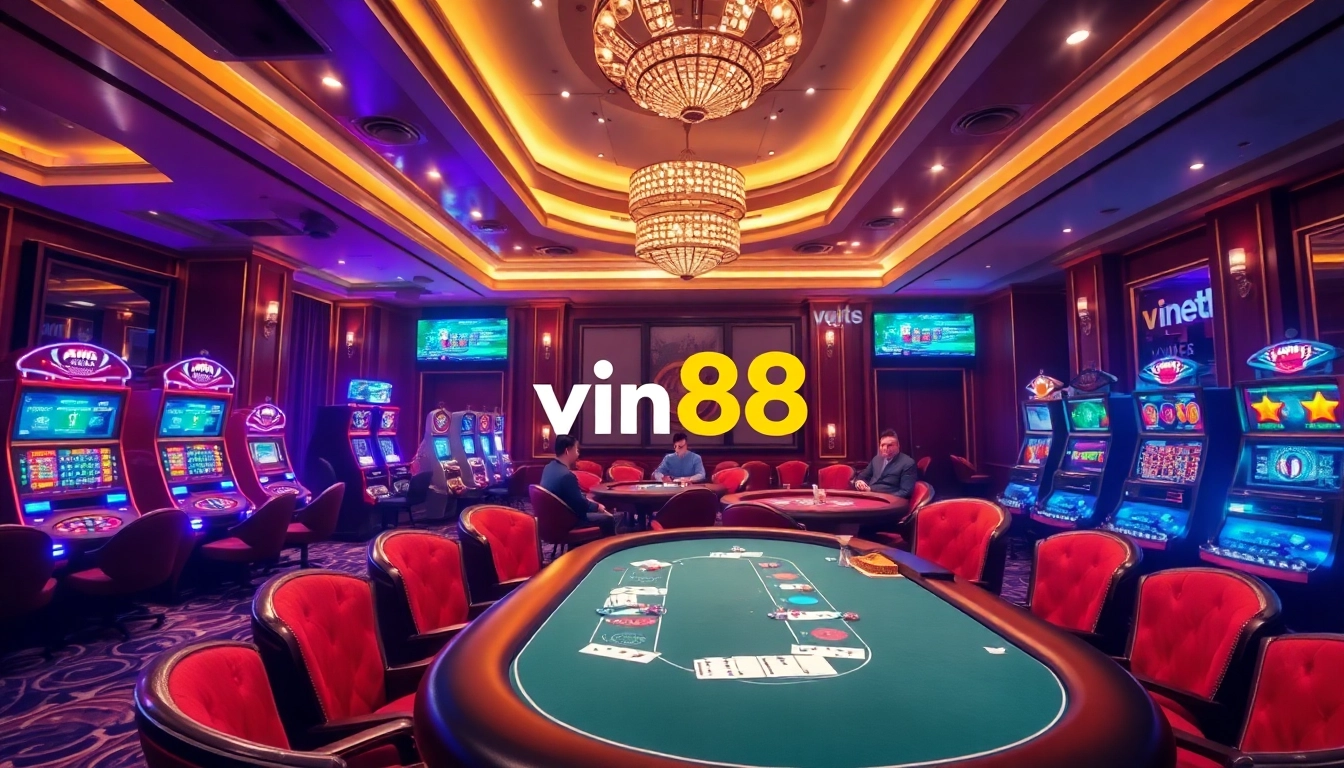 Engage in thrilling casino action at vin88 with vibrant tables, players, and immersive gaming visuals.